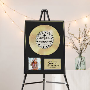 Gold Disc Vinyl Tan Graduation Party Welcome Foam Board