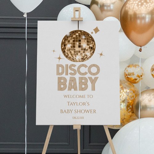 Gold Disco Baby Baby Shower Welcome Sign