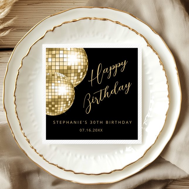 Gold Disco Ball Adult Birthday Party  Napkins (Creator Uploaded)