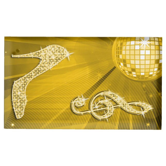 Gold Disco Ball and Stiletto Table Number Holder (Front)