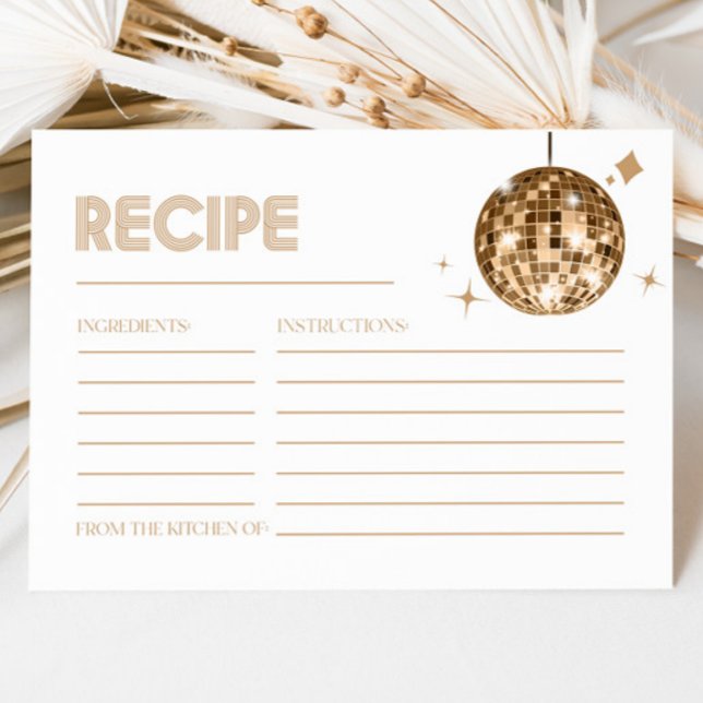 Gold Disco Ball Bridal Shower Recipe Cards (Creator Uploaded)
