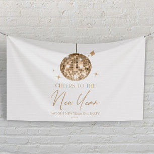 Gold Disco Ball Cheers New Years Eve Party Banner