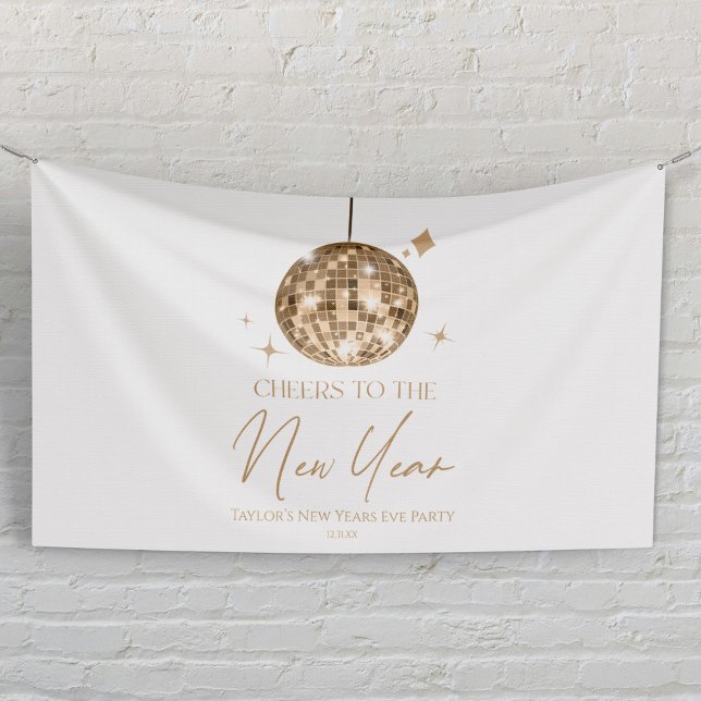 Gold Disco Ball Cheers New Years Eve Party  Banner (Creator Uploaded)