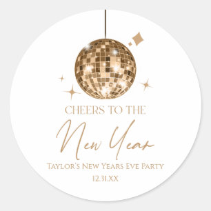 Gold Disco Ball Cheers New Years Eve Party Classic Round Sticker