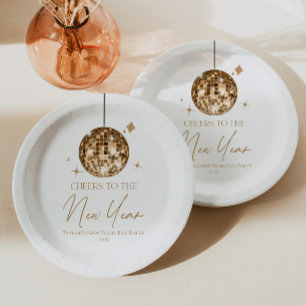 Gold Disco Ball Cheers New Years Eve Party  Paper Plates