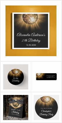 GOLD DISCO BALL DANCE PARTY SUPPLIES