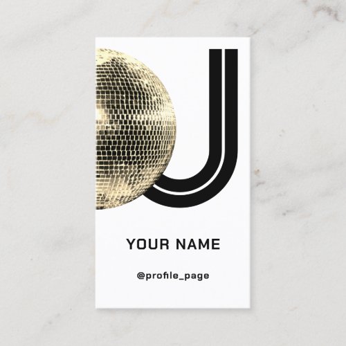 Gold disco ball deejay giant bold sign business card