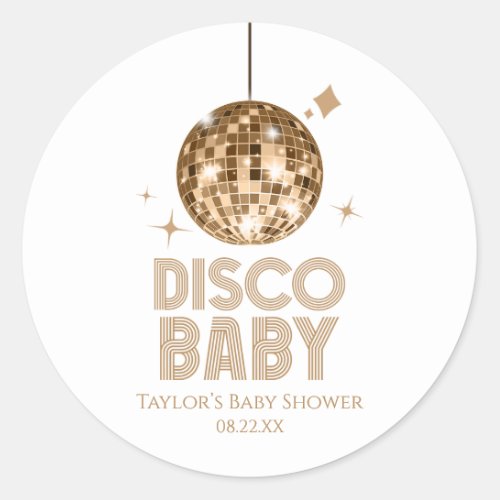Gold Disco Ball Disco Baby Baby Shower Classic Round Sticker