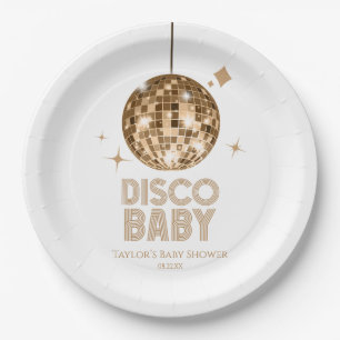 Gold Disco Ball 'Disco Baby' Baby Shower Paper Plates