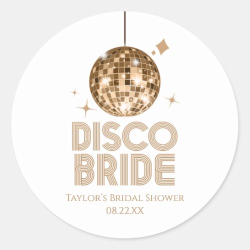 Gold Disco Ball Disco Bride Bridal Shower Classic Round Sticker