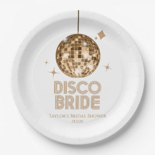 Gold Disco Ball Disco Bride Bridal Shower Paper Plates