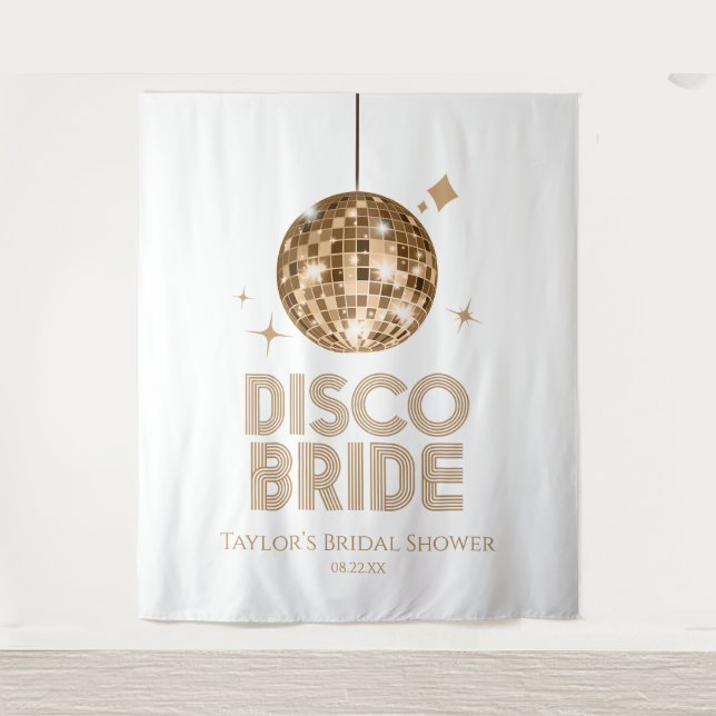 Gold Disco Ball Disco Bride Bridal Shower Tapestry (Front)