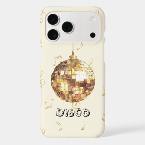 Gold Disco Ball Glitter Notes iPhone 17 Pro Max Case