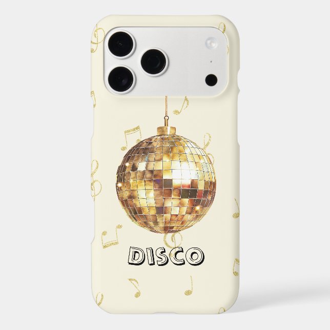 Gold Disco Ball Glitter Notes iPhone Case (Back)