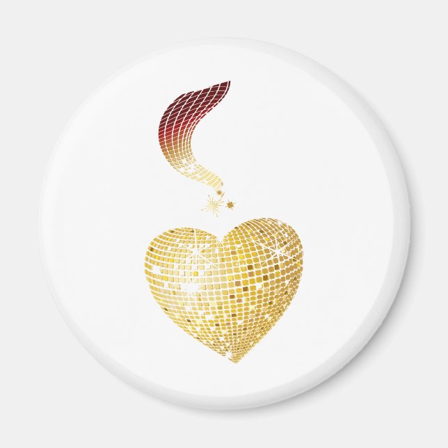 Gold Disco Ball Heart Magnet (Front)
