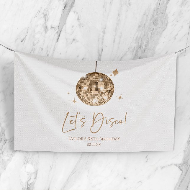 Gold Disco Ball Let's Disco Birthday Party Banner (Creator Uploaded)