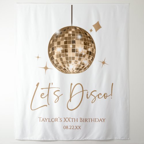 Gold Disco Ball Lets Disco Birthday Party Tapestry