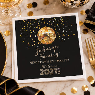 Gold Disco Ball New Year's Eve Party Napkins