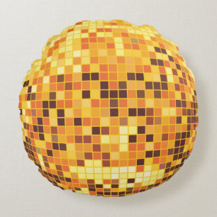 Gold Disco Ball Round Pillow