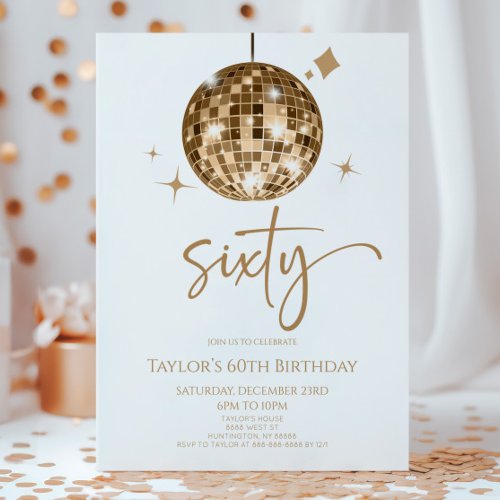 Gold Disco Ball Sixty 60th Birthday Party