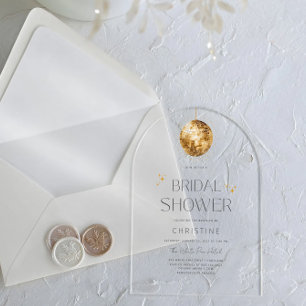 Gold Disco Ball Sparkle Bridal Shower Acrylic Invitations