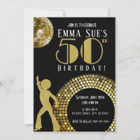 50 Personalised Disco Birthday Party Invitations Any Age Kids Adults  Envelopes