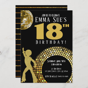 Gold Disco Ball Studio 54 Party Any Age Birthday Invitation
