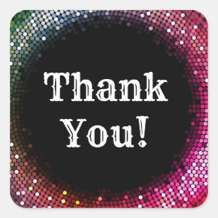 gold disco ball thank you stickers