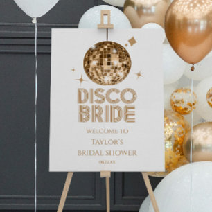Gold Disco Bride Bridal Shower Welcome Sign