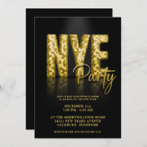 Gold Disco Glitter New Years Eve Party Invitation