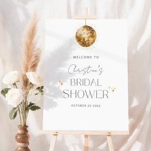 Gold Disco Retro Dancing Bridal Shower Welcome Foam Board