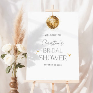 Gold Disco Retro Dancing Bridal Shower Welcome Foam Board