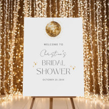 Gold Disco Retro Dancing Bridal Shower Welcome