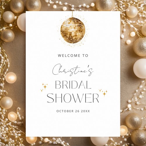 Gold Disco Retro Dancing Bridal Shower Welcome Poster