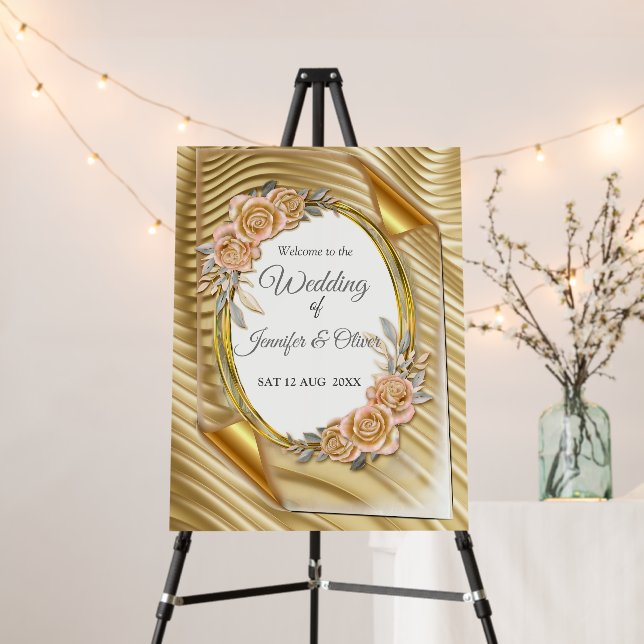 Gold Display with Elegant Roses  Foam Board (In Situ (Stand))