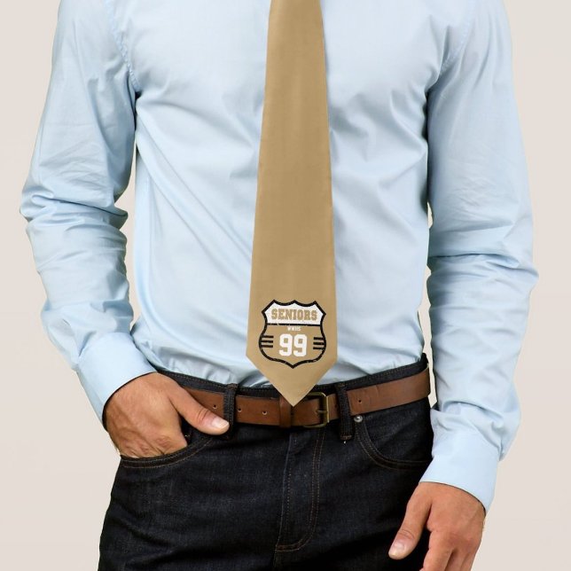Gold Distressed Seniors Road Sign Neck Tie (Creator Uploaded)