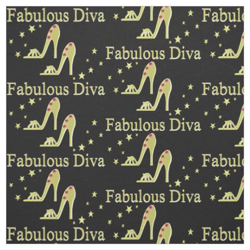 GOLD DIVA AND SHOE QUEEN FASHIONISTA FABRIC