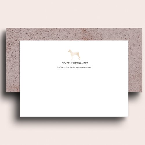 Gold Doberman Dog Walker Elegant Monogram Note Card