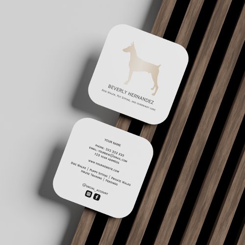 Gold Doberman Dog Walker Trainer Puppy sitting    Square Business Card