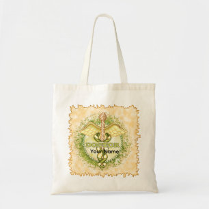 Gold Doctor Caduceus Tote Bag
