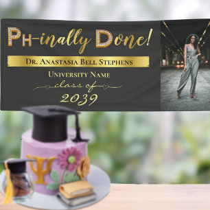 Gold Doctorate PhD Graduation Ceremony Party Banner