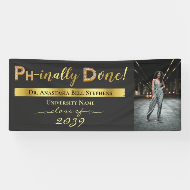 Gold Doctorate PhD Graduation Ceremony Party Banner (Horizontal)