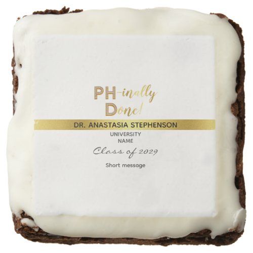 Gold Doctorate PhD Graduation Ceremony Party Brownie