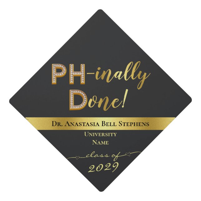 Gold Doctorate PhD Graduation Ceremony Party Cap Topper (Front)