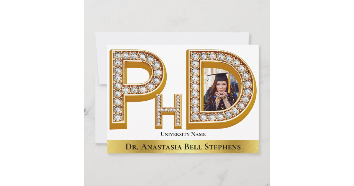 Gold Doctorate PhD Graduation Ceremony Party Photo Invitation Zazzle