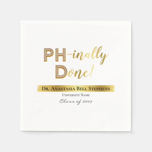 Gold Doctorate PhD Graduation Ceremony Party Photo Napkins (Front)