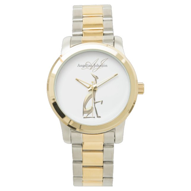 Gold Dog Monogram Personalized Watch (Front)