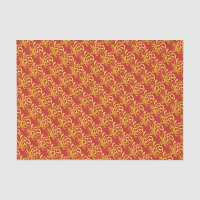 Gold Dog Papercut Chinese New Year 2018 Tissue P Tissue Paper (Front)