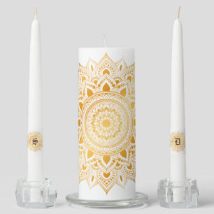Gold Doilies Monogram Initials  Unity Candle Set