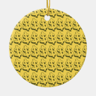 gold dolar ceramic ornament